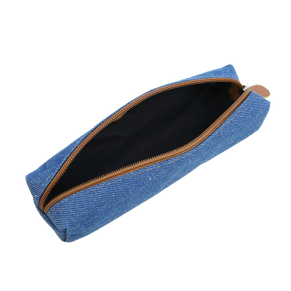 Пенал школьный прямоугольный 20х5х3,5 см, 1 отделение на молнии, джинсовый материал, 3 цвета, пакет, арт.№ 238-443