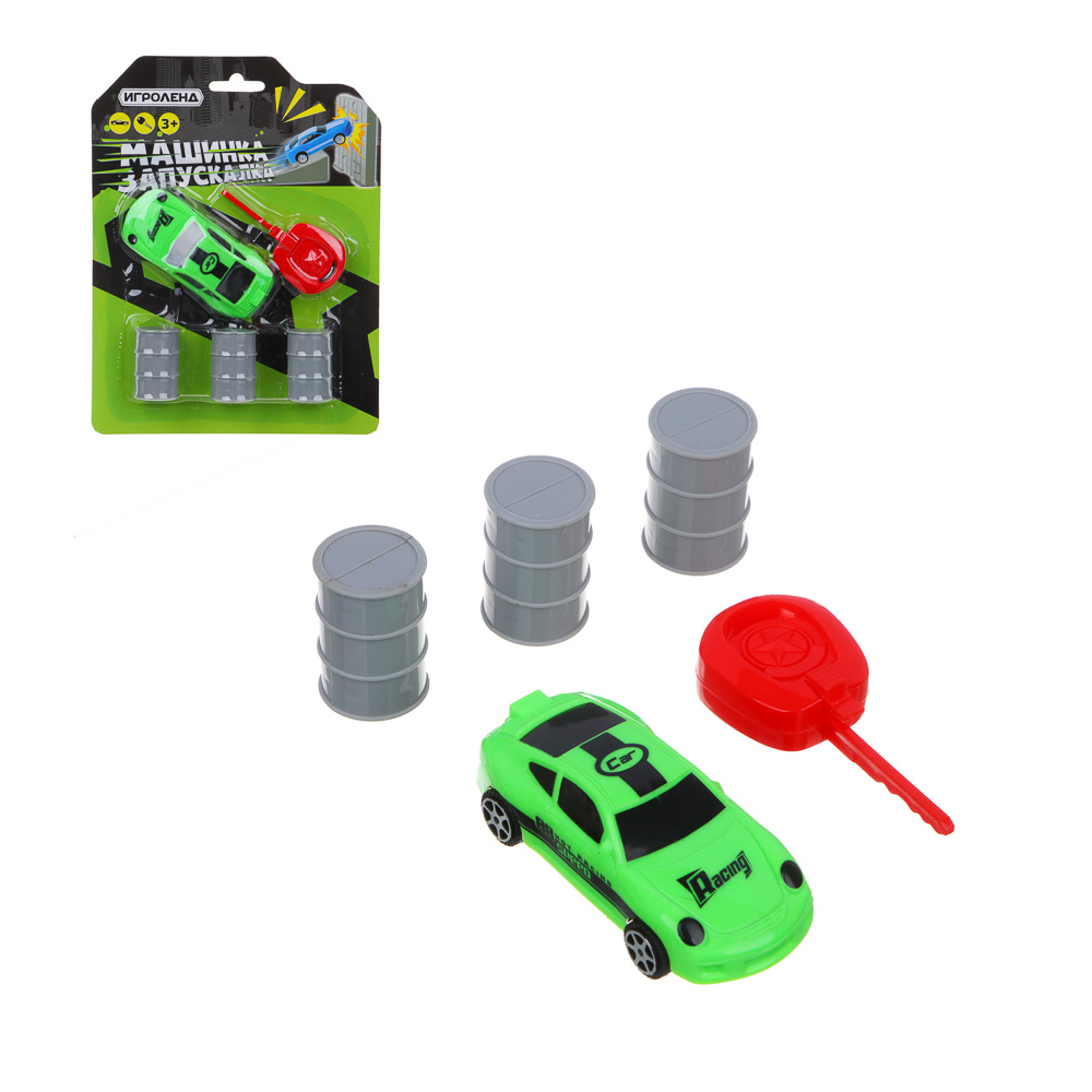 ИГРОЛЕНД Набор Машина с запускалкой, 5пр, ABS, PP, 20,9х15,6х2,6 см, 4 дизайна, арт.№ 292-288