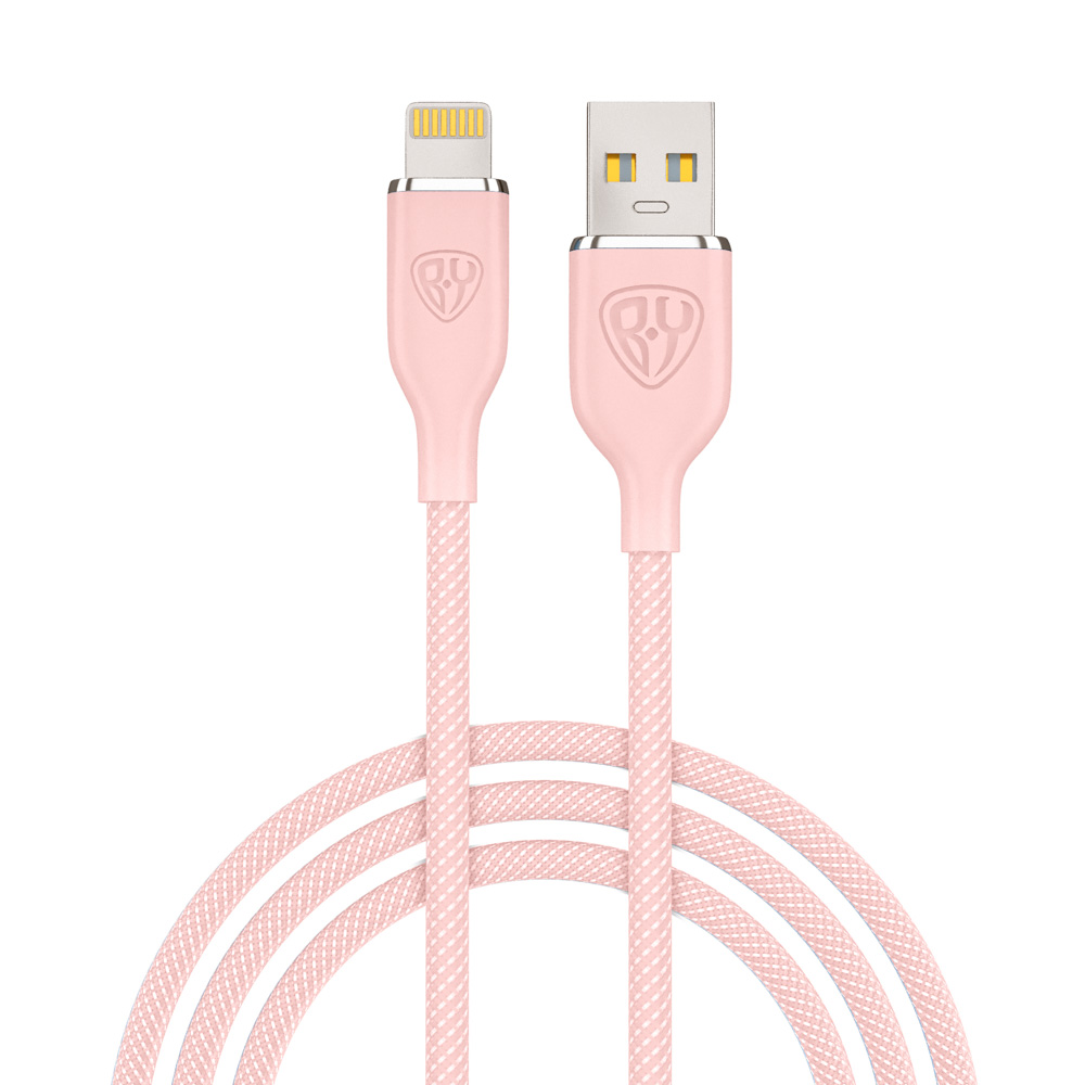 Кабель для зарядки USB(A)-iP BY Elite, 1м, 2.4А, Быстрая зарядка, розовый, арт.№ 931-301