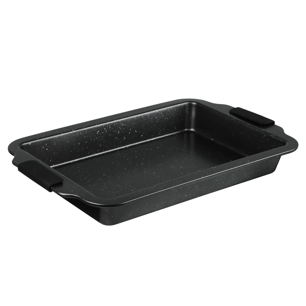 SATOSHI Лион Противень глубокий 40x27x5 см, антипригарное покрытие Мрамор, силиконовые ручки, арт.№ 849-258