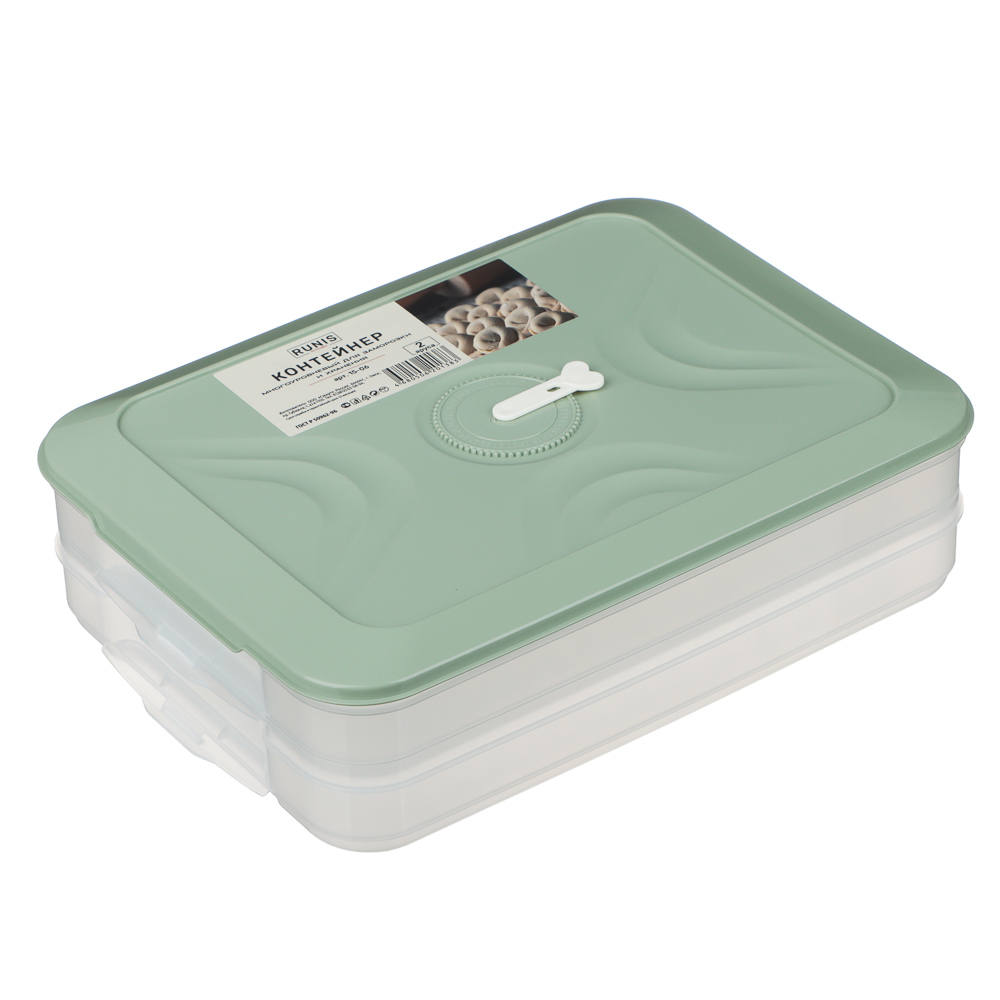 Контейнер для хранения и заморозки, 2 яруса, 30x20,5x8см, пластик, 2 цвета, арт.№ 861-534