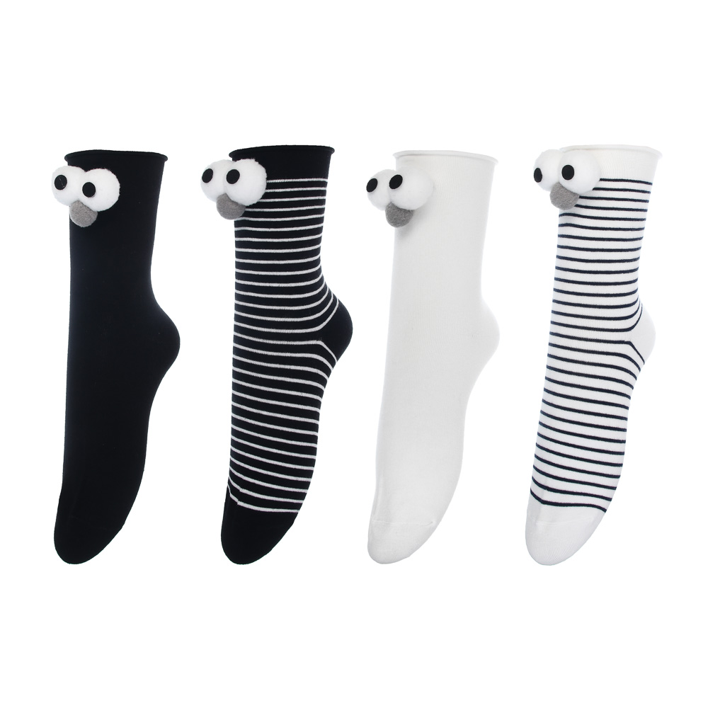 Носки женские с декором, тм GALANTE, р. 23-25, 80% хлопок, 20% полиэстер, разноцветные, арт.№ 019-600