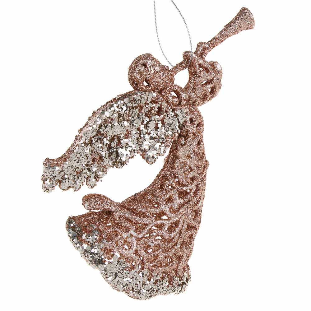 СНОУ БУМ Декоративная подвеска "Ангел" 16 см, пластик, глиттер, арт.№ 397-490