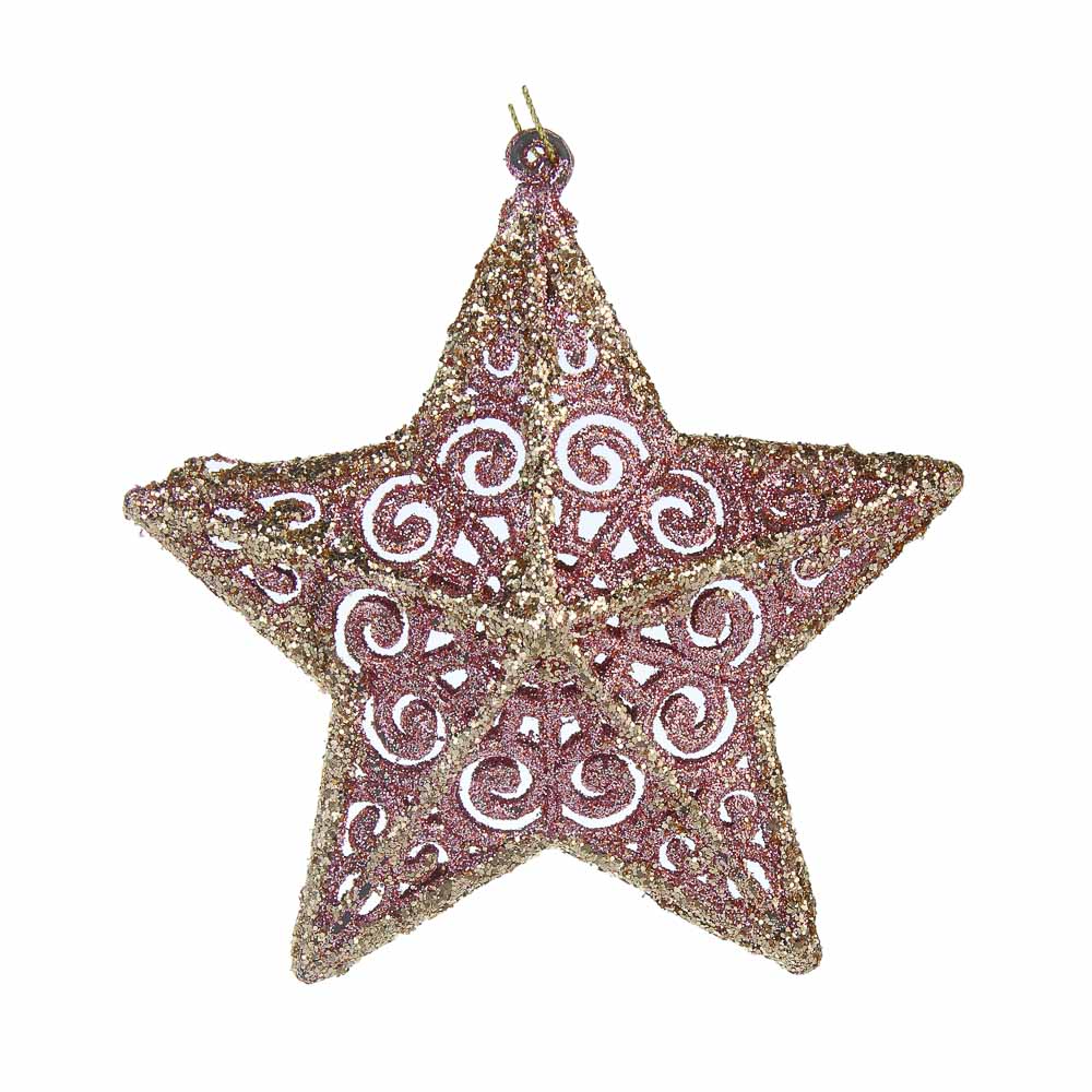 СНОУ БУМ Декоративная подвеска "Звезда" 12,5 см, пластик, глиттер, арт.№ 397-491
