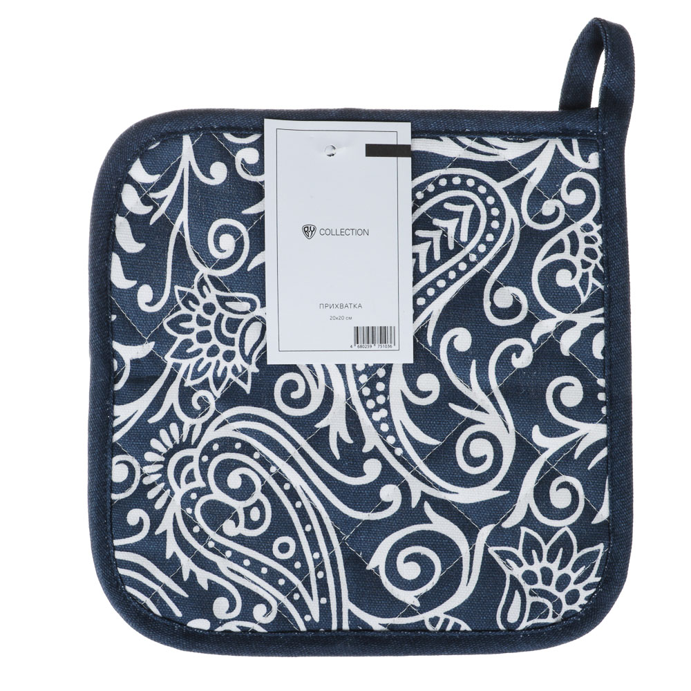 BY COLLECTION Прихватка 20х20см, 100% хлопок, синий, арт.№ 493-106