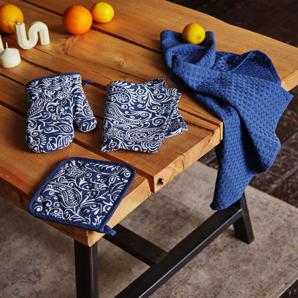 BY COLLECTION Прихватка 20х20см, 100% хлопок, синий, арт.№ 493-106