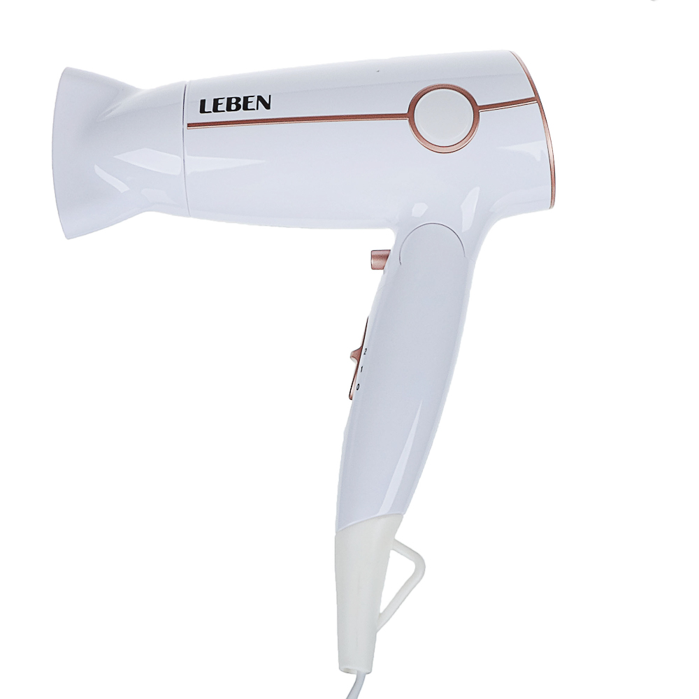 LEBEN Фен для волос дорожный складной, 1600Вт, белый, арт.№ 259-208