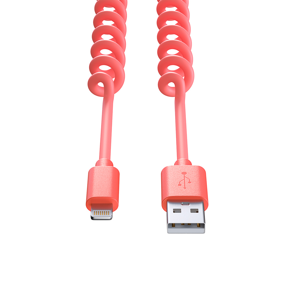 Кабель для зарядки USB(A)-iP FORZA Спираль, 1м, 1.5А, 5 цветов, пакет, арт.№ 470-072