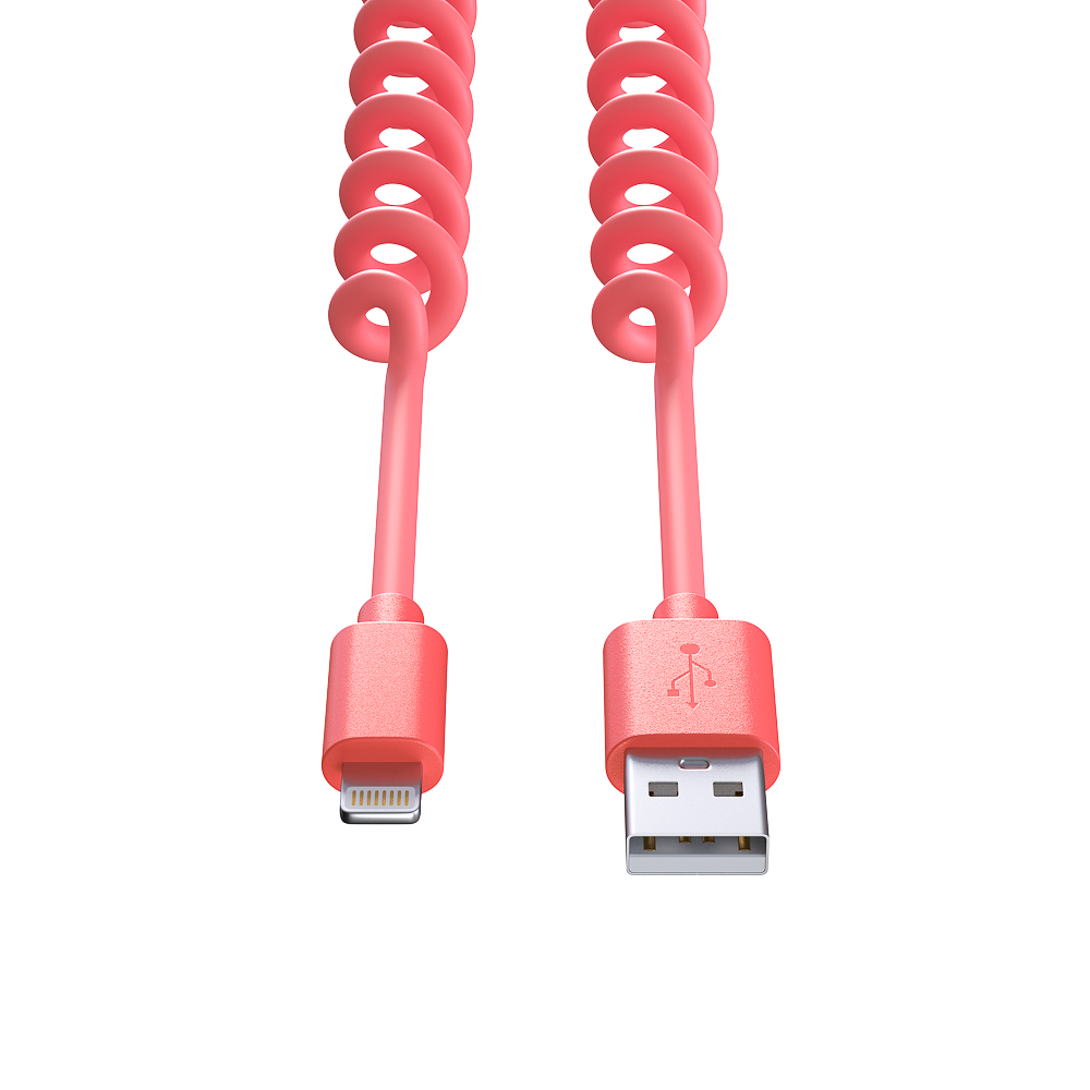 Кабель для зарядки USB(A)-iP FORZA Спираль, 1м, 1.5А, 5 цветов, пакет, арт.№ 470-072