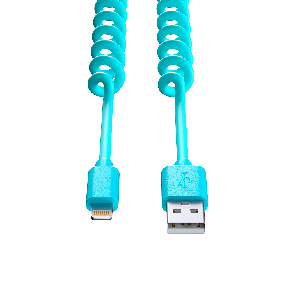 Кабель для зарядки USB(A)-iP FORZA Спираль, 1м, 1.5А, 5 цветов, пакет, арт.№ 470-072