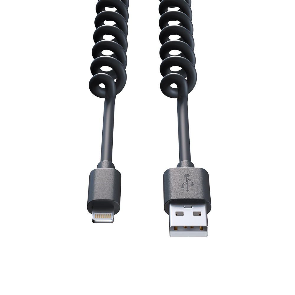 Кабель для зарядки USB(A)-iP FORZA Спираль, 1м, 1.5А, 5 цветов, пакет, арт.№ 470-072