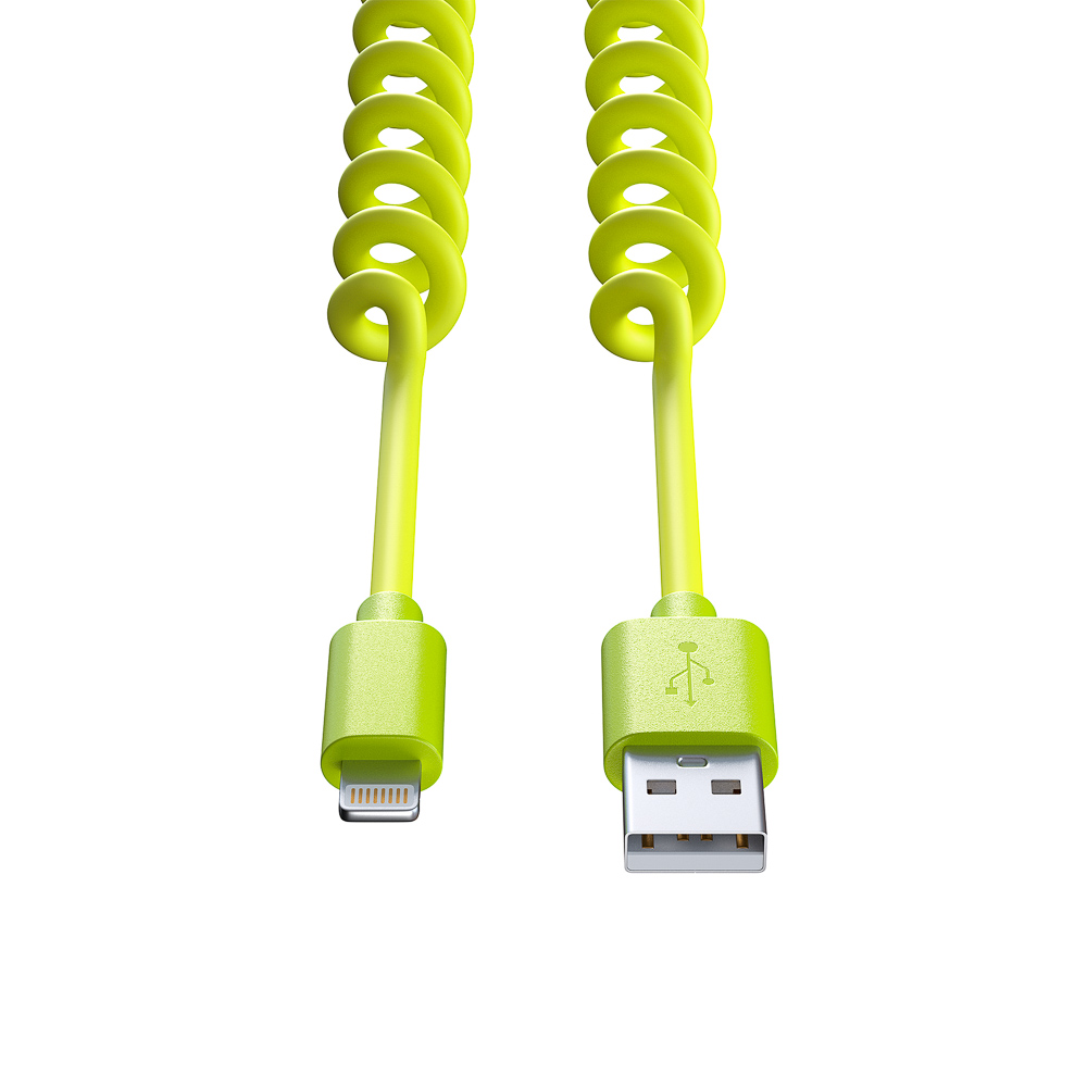 Кабель для зарядки USB(A)-iP FORZA Спираль, 1м, 1.5А, 5 цветов, пакет, арт.№ 470-072