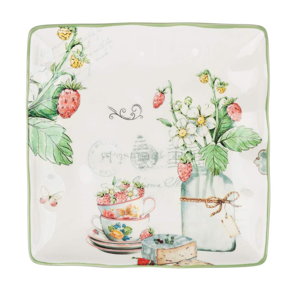 MILLIMI Земляника Блюдо квадратное, 22х22х3см, керамика, арт.№ 824-195