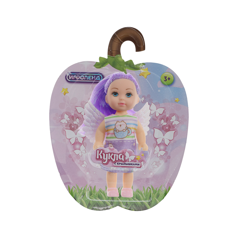 ИГРОЛЕНД Кукла с крылышками и цветн.волосами, 11 см, ABS, PVC, полиэстер, 13,5х4,5х18 см, 6 дизайнов, арт.№ 436-150