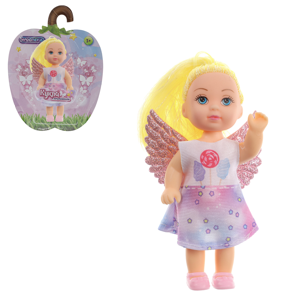 ИГРОЛЕНД Кукла с крылышками и цветн.волосами, 11 см, ABS, PVC, полиэстер, 13,5х4,5х18 см, 6 дизайнов, арт.№ 436-150