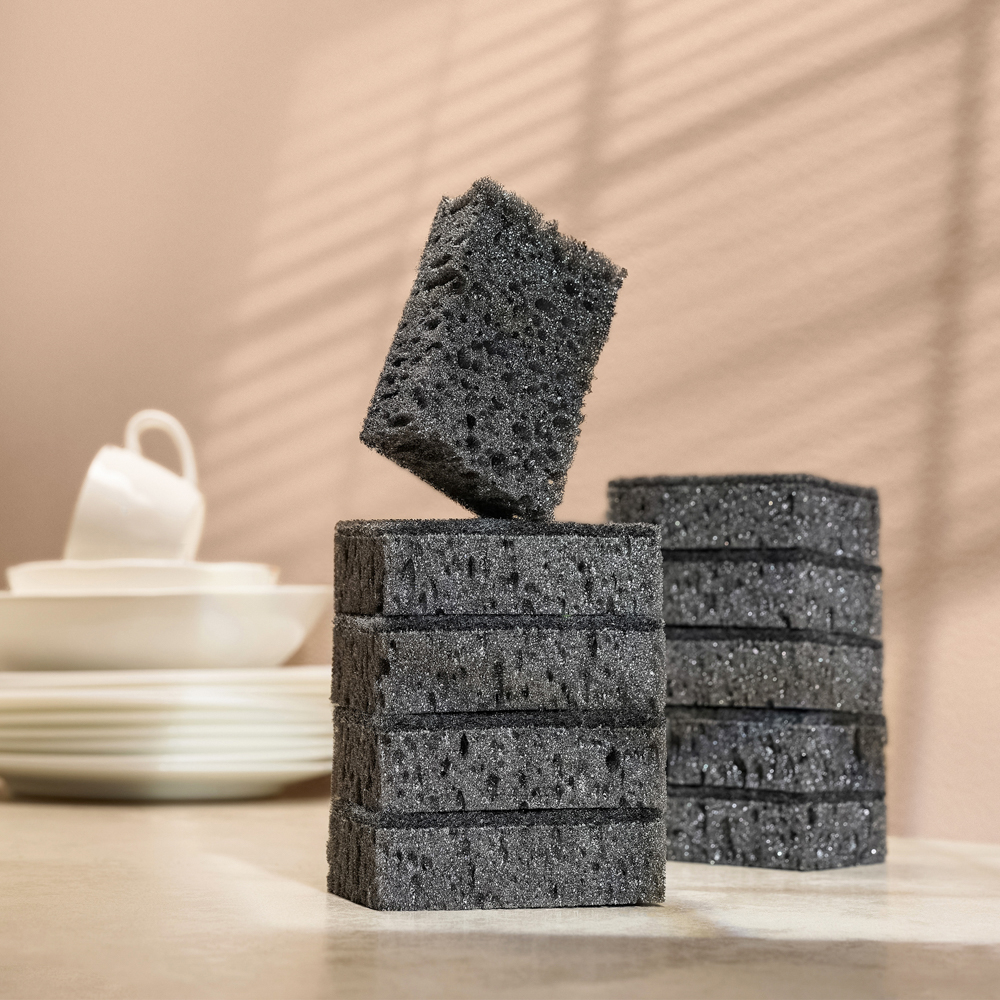 Набор губок для мытья посуды "Гармония черного" 9,8x6,6x3,0см, 10шт, арт.№ 441-268