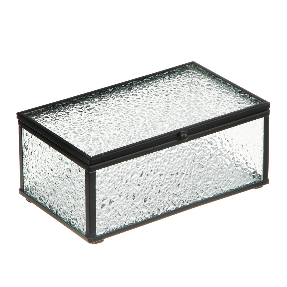 Шкатулка для украшений с эффектом битого стекла, 14,5х8,5х6 см, стекло, арт.№ 504-798