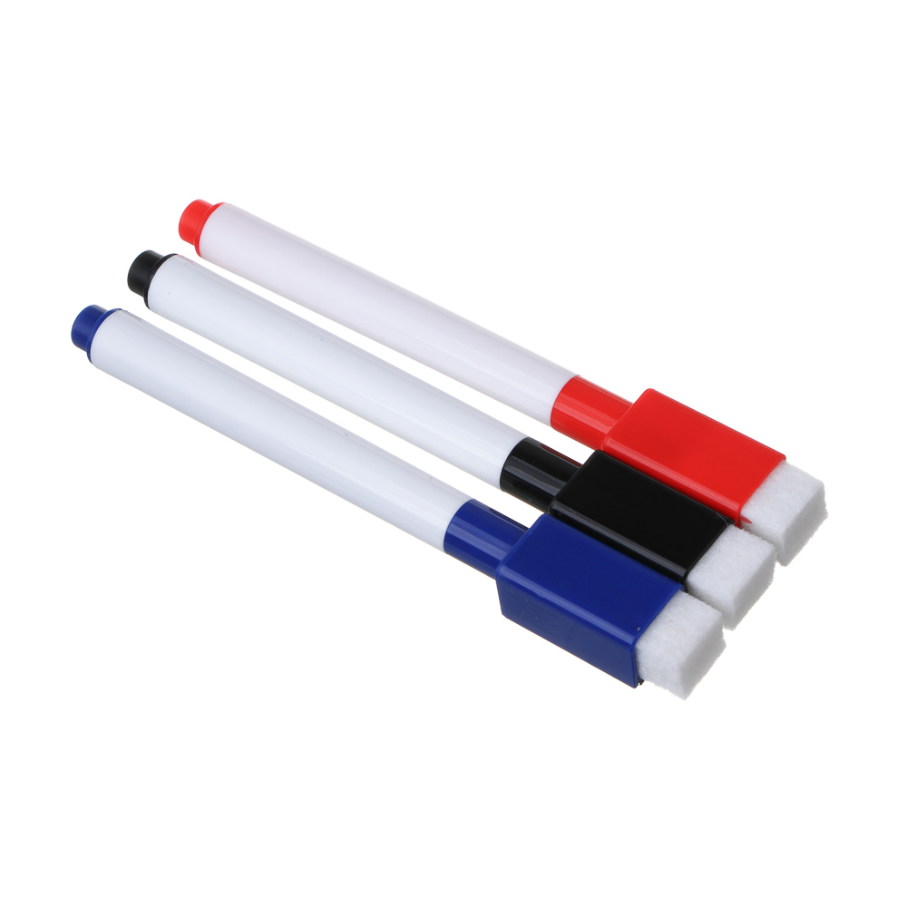 Набор маркеров для белых досок ClipStudio 3 цвета, с губкой и магнитом, пакет с европодвесом, арт.№ 613-135