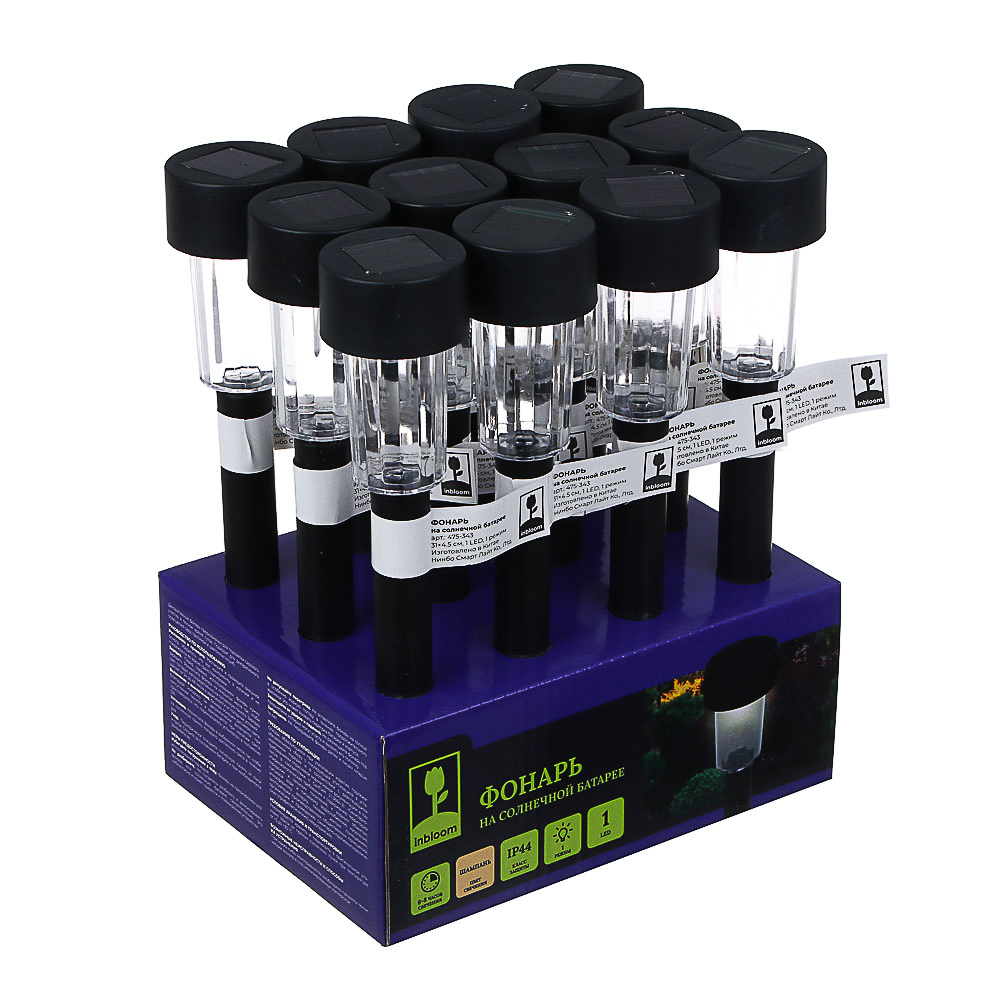 INBLOOM Фонарь на солн батарее 31х4.5см, 1LED, шампань, 1.2V 40mAh Ni-MH, пластик, арт.№ 475-343