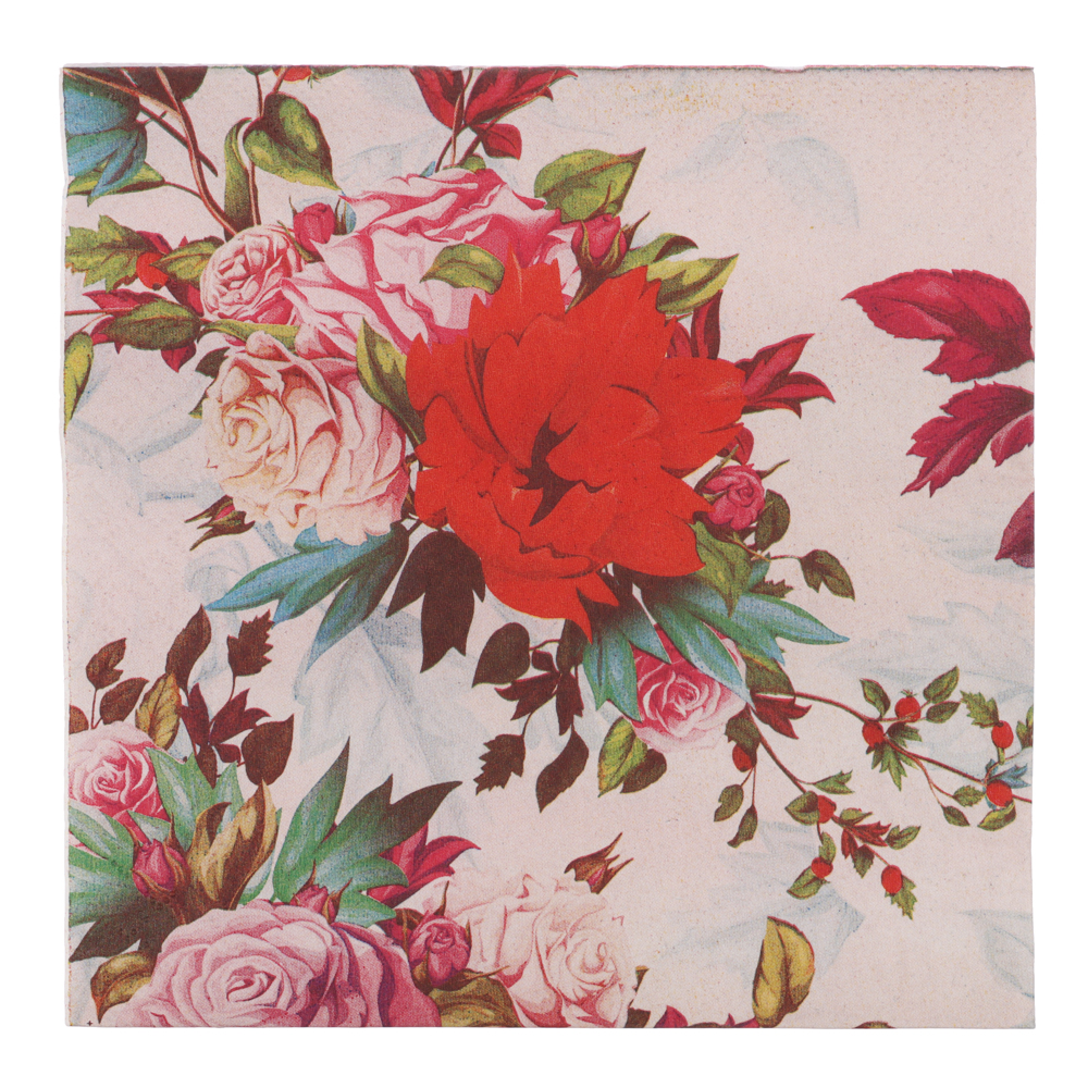 Салфетки бумажные трехслойные Птицы и цветы 33*33 см, 20 шт, арт.№ 530-415