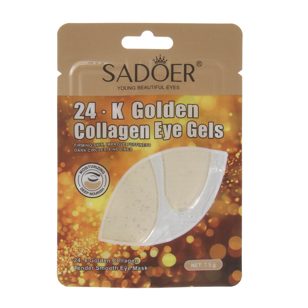 Патчи для глаз подтягивающие с коллагеном и 24К золотом тм Sadoer, 1 пара х 7,5гр, арт.№ 022-212