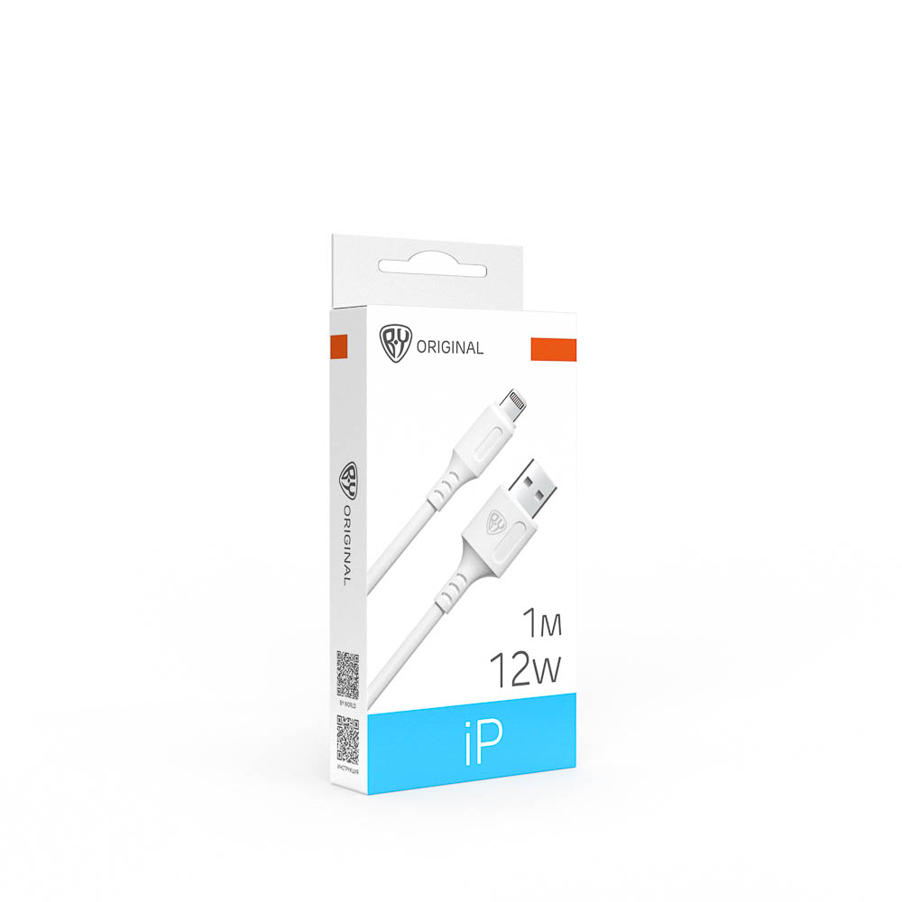 Кабель для зарядки USB(A)-iP BY Fusion, 12Вт, 1 м, 2.4A, TPE, белый, арт.№ 931-617