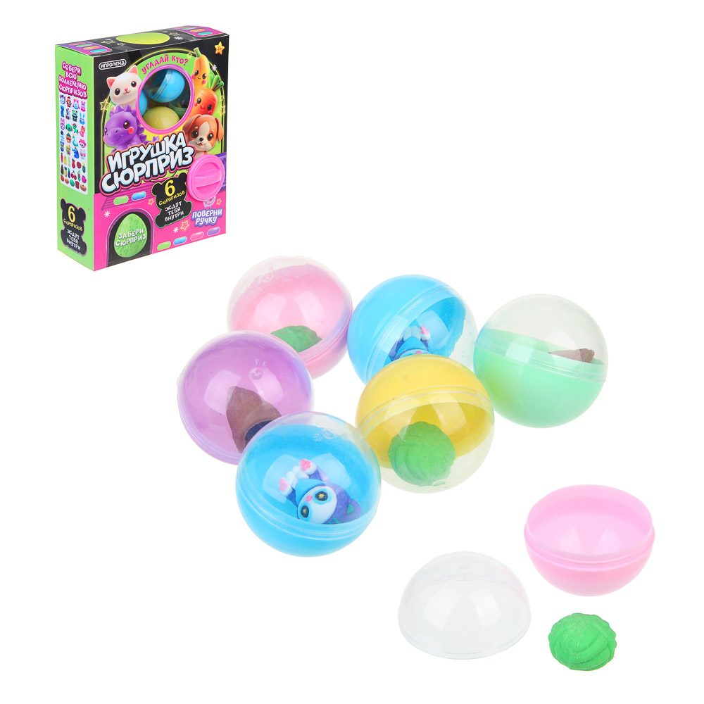 ИГРОЛЕНД Игрушка - сюрприз в яйце "Угадай Кто", PP, TPR, 23х7х17,5см, 2 дизайна, арт.№ 274-264