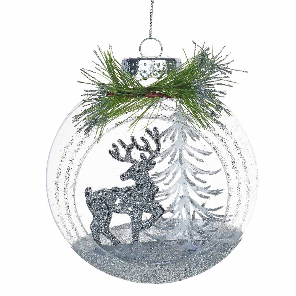 СНОУ БУМ Подвеска с декором в шаре, серебро, белый, 11 см, пластик, арт.№ 376-760