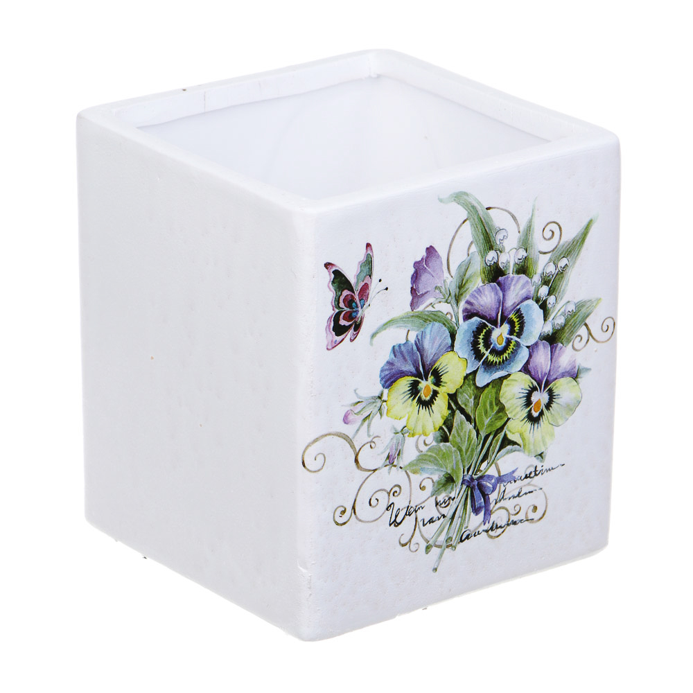 INBLOOM Кашпо Цветы 10х9см, керамика, арт.№ 164-358