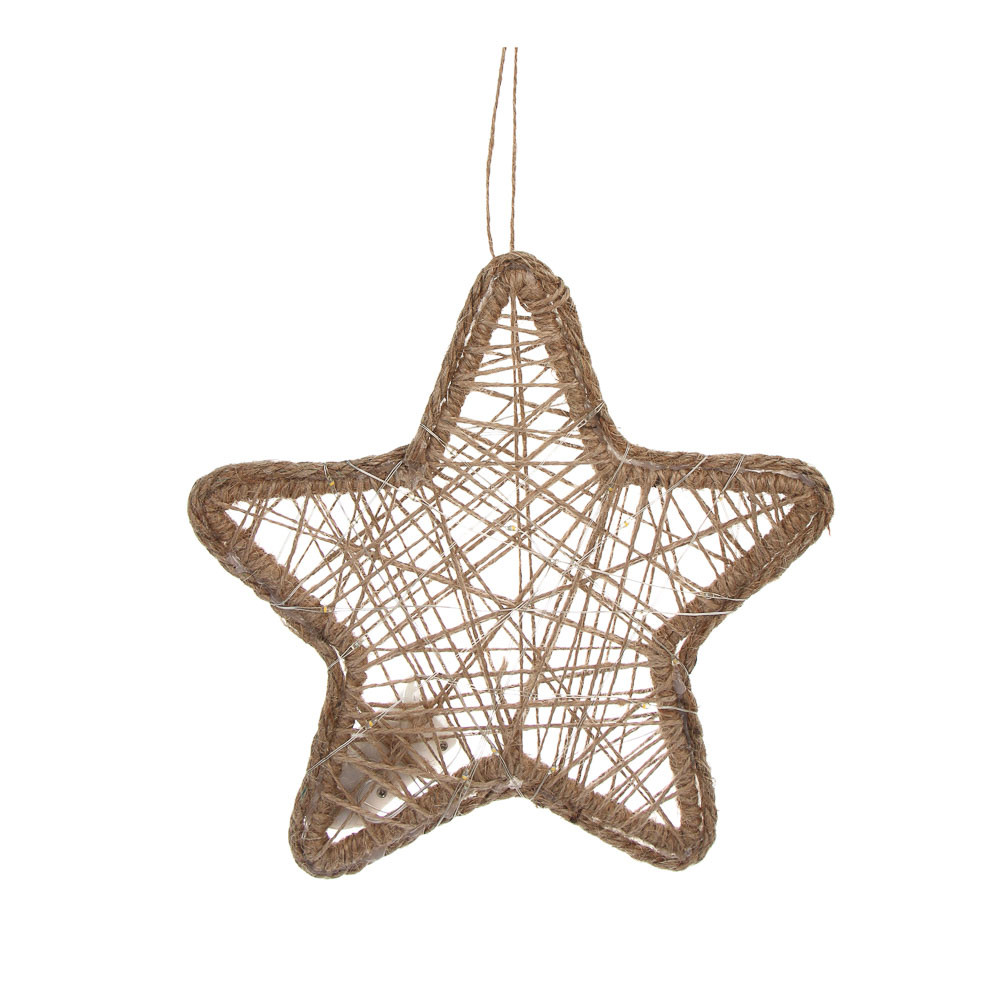 Украшение новогоднее светодиодное "Звезда", 21x1x21 см, веревка, металл, LED, арт.№ 171-026