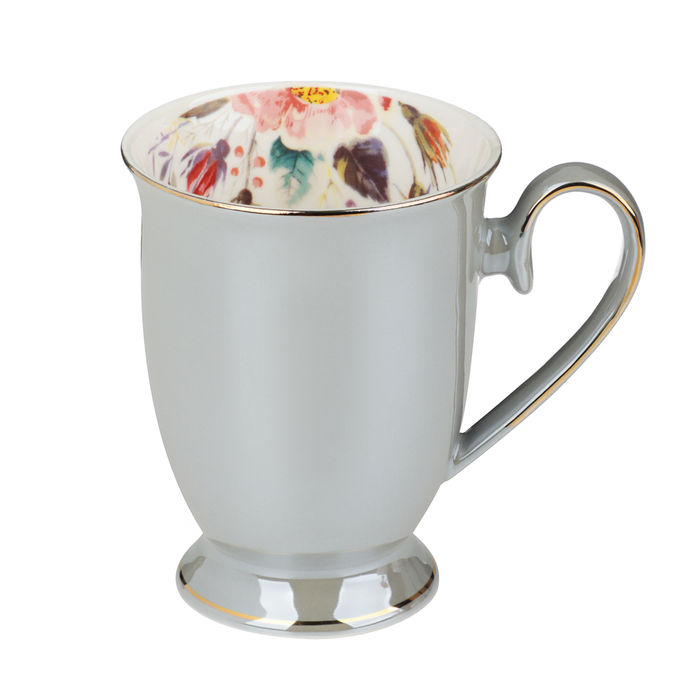MILLIMI Перламутр серебро Кружка 320мл, костяной фарфор, арт.№ 802-423