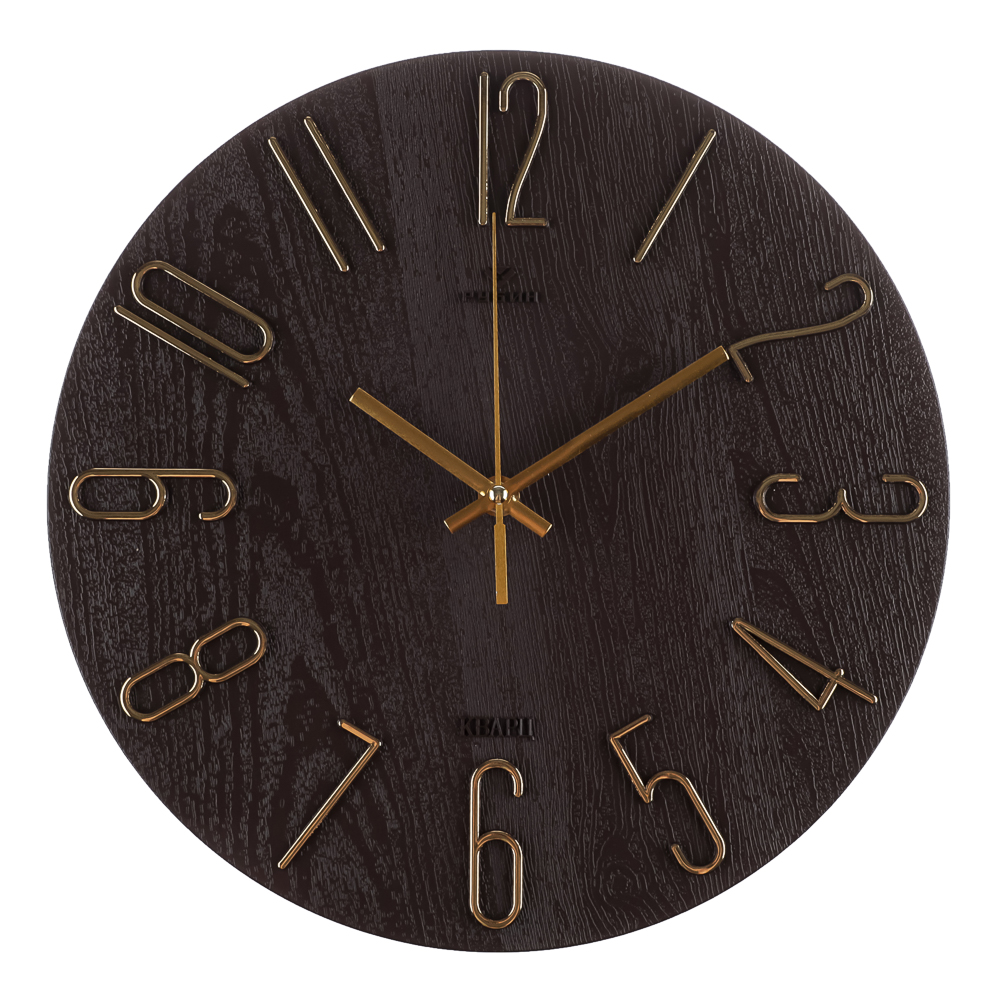 Часы настенные d=30см, корпус коричневый+золото "Классика", арт.3010-003, арт.№ 581-372