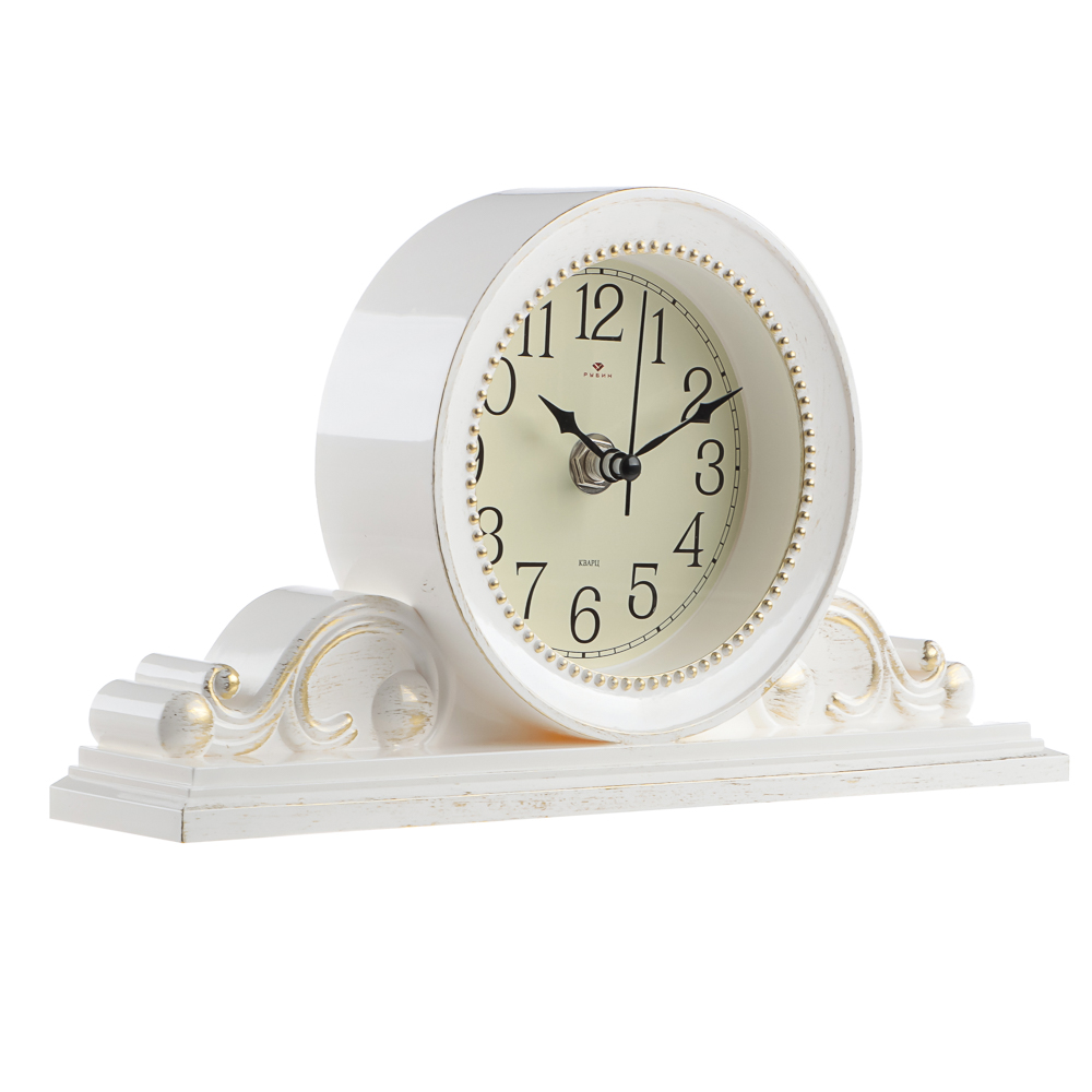 Часы настольные 26х14 см, корпус белый с золотом "Классика", арт.2514-003, арт.№ 529-334