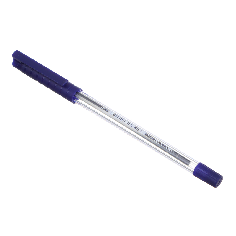 Ручка шариковая ClipStudio синяя, наконечник 0,7 мм, прозрачный корпус, арт.№ 627-144