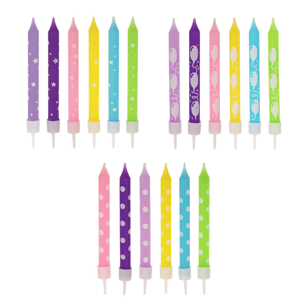 Набор свечей для торта тм Fntastic 9,2 см, с рисунками, парафин, 3 вида, арт.№ 506-257