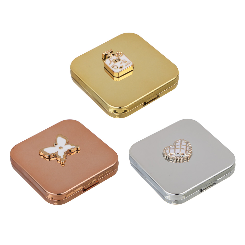 ЮНИLOOK Мирикл Зеркало карманное складное, зум х1, х2, пластик АБС, стекло, 6,3x6,3см, 3 цвета, арт.№ 301-272