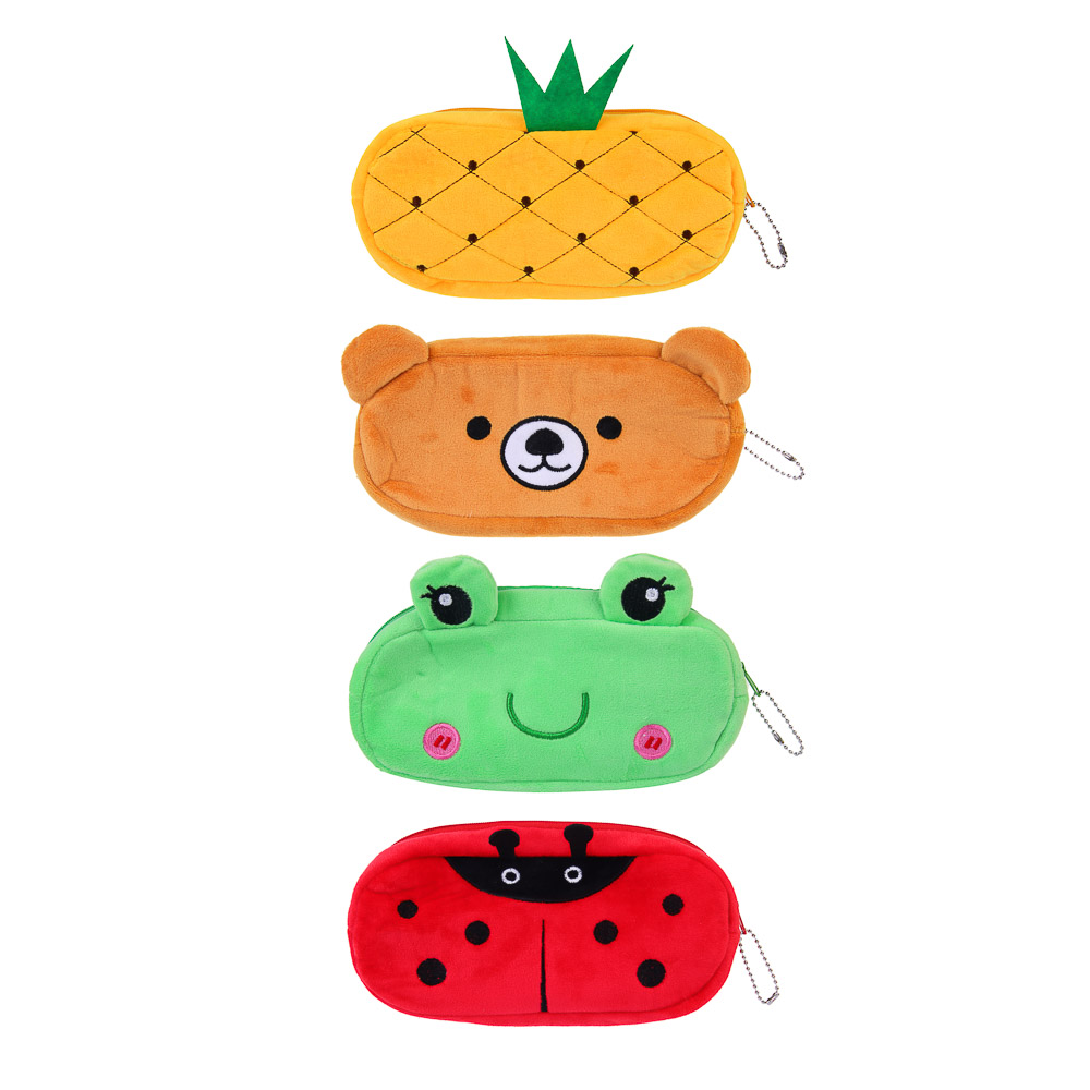 Пенал мягкий фигурный, 20х10см, полиэстер, декор, 4 дизайна, арт.№ 238-446