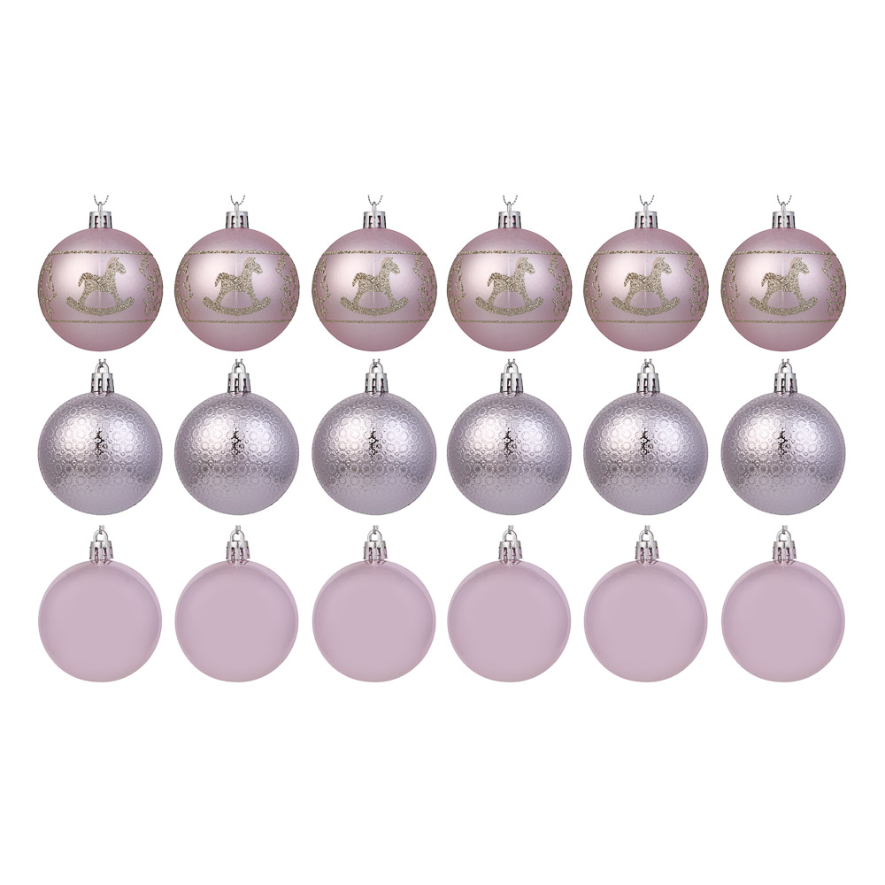 СНОУ БУМ Набор шаров 6 см, 18 шт, пластик, глиттер, 26-171, арт.№ 309-068