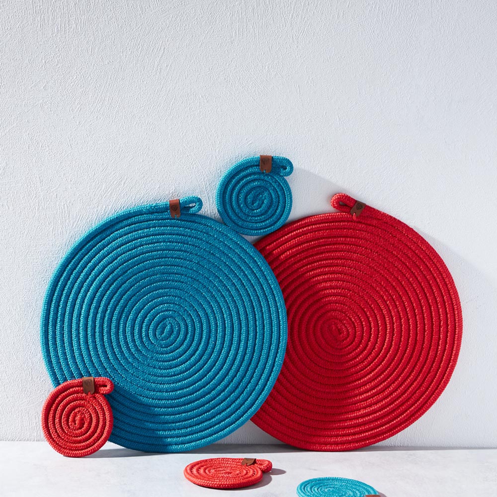 BY COLLECTION Карибы Подставка декоративная, d33см, 100% полиэстер, бирюзовый, арт.№ 496-023