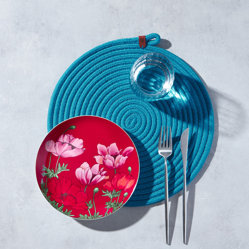 BY COLLECTION Карибы Подставка декоративная, d33см, 100% полиэстер, бирюзовый, арт.№ 496-023