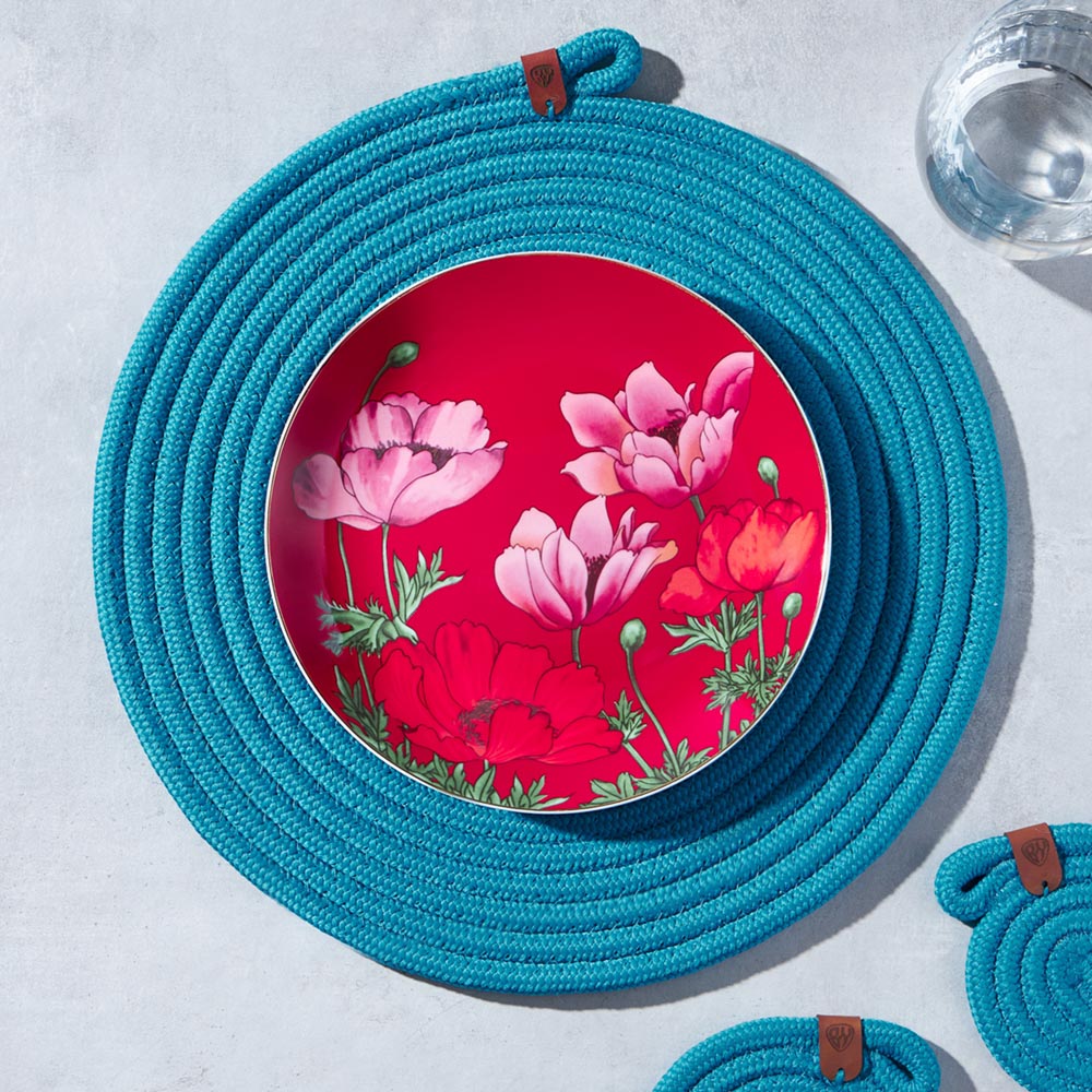 BY COLLECTION Карибы Подставка декоративная, d33см, 100% полиэстер, бирюзовый, арт.№ 496-023