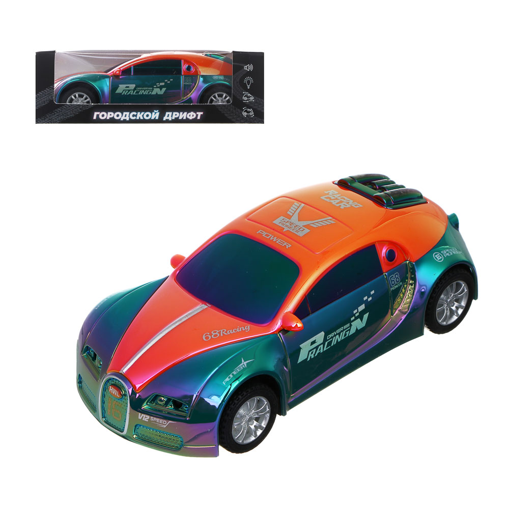 ИГРОЛЕНД Машина "Городской дрифт", инерция, свет, звук, 3хLR41, ABS, 14х6,4х4,4 см, 6 диз, арт.№ 292-456