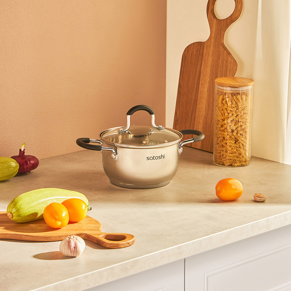 SATOSHI Альбер Кастрюля 16х9,5см, 1,8л, со стекл. крышкой, индукция, арт.№ 822-212