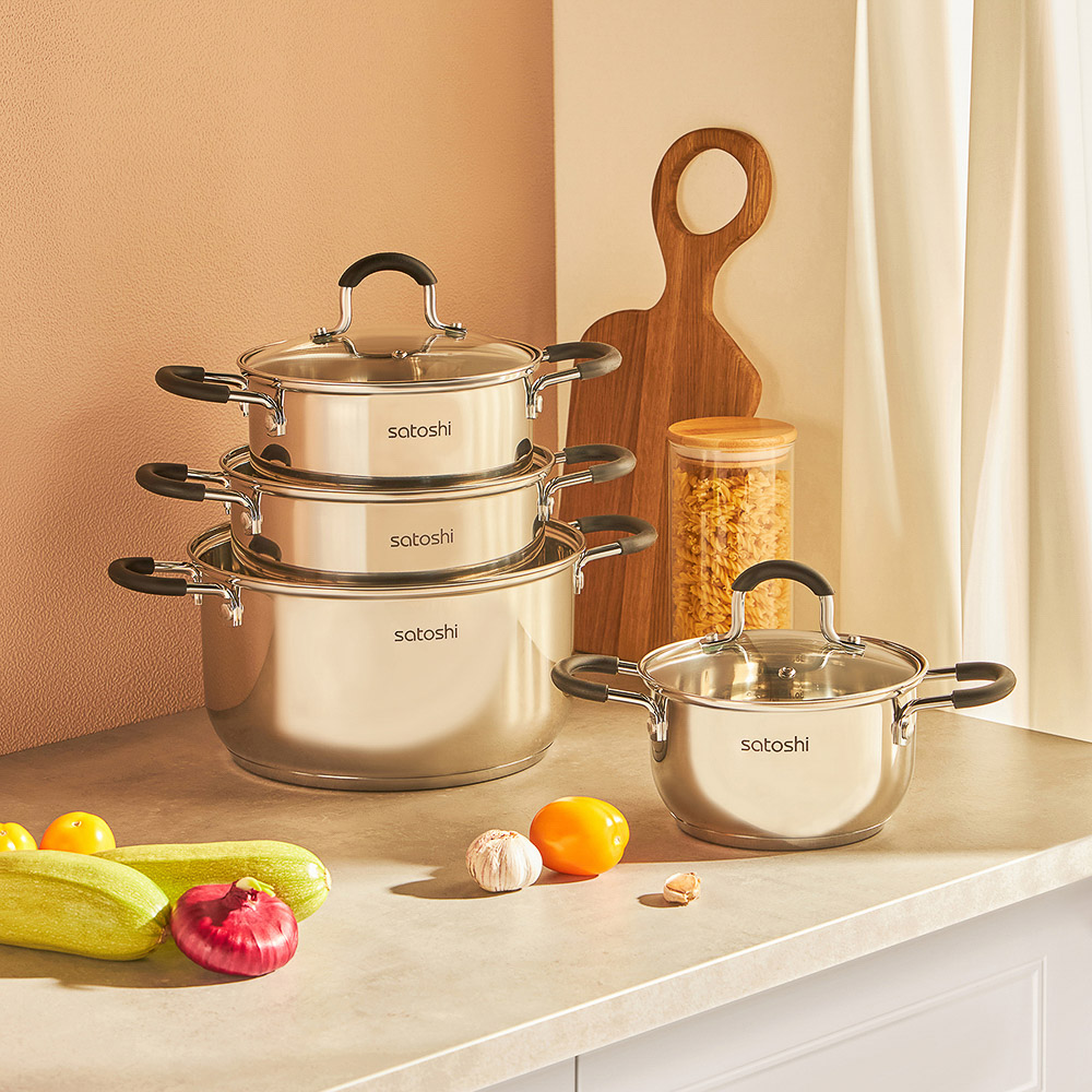 SATOSHI Альбер Кастрюля 16х9,5см, 1,8л, со стекл. крышкой, индукция, арт.№ 822-212