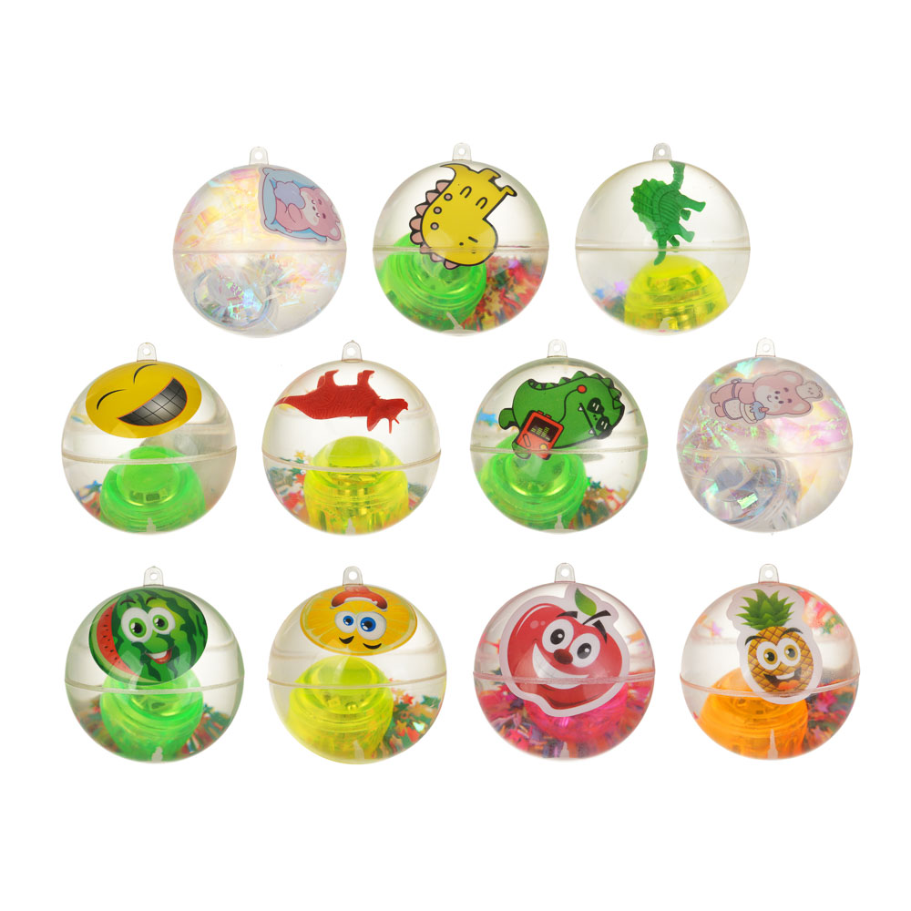 Игрушка мяч с блестками, каучук, PP, вода, d6,5см, 3хLR1130, 6 дизайнов, арт.№ 295-312