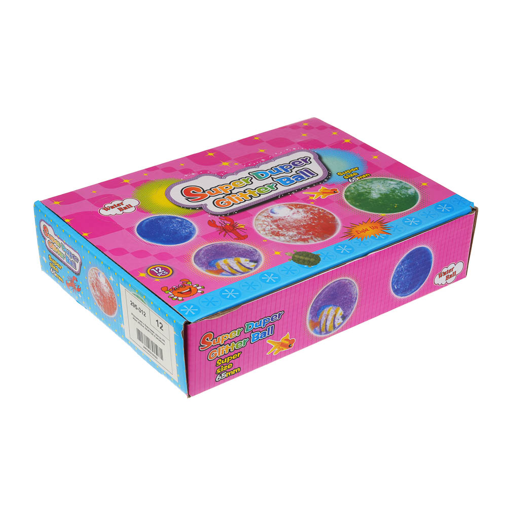 Игрушка мяч с блестками, каучук, PP, вода, d6,5см, 3хLR1130, 6 дизайнов, арт.№ 295-312