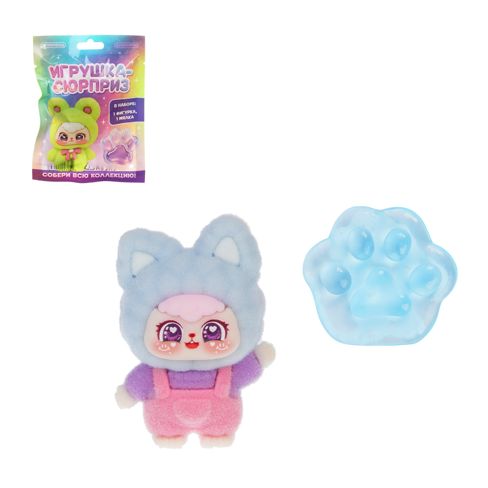 Игрушка сюрприз ИГРОЛЕНД, полистоун, TPR, флок, 10,5х14см, 9 дизайнов, арт.№ 274-301