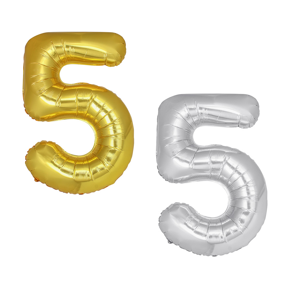 Шар воздушный фольгированный тм Fntastic "Цифра 5" 40", фольгированная пленка, 2 цвета, арт.№ 518-357