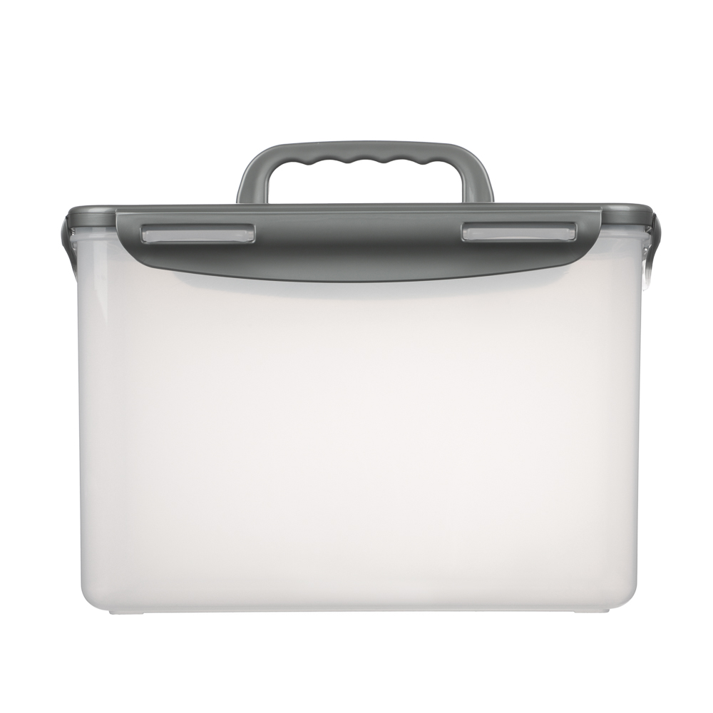 Контейнер герметичный с защелками с ручкой 4,5л, серая крышка, пластик, арт.№ 861-487