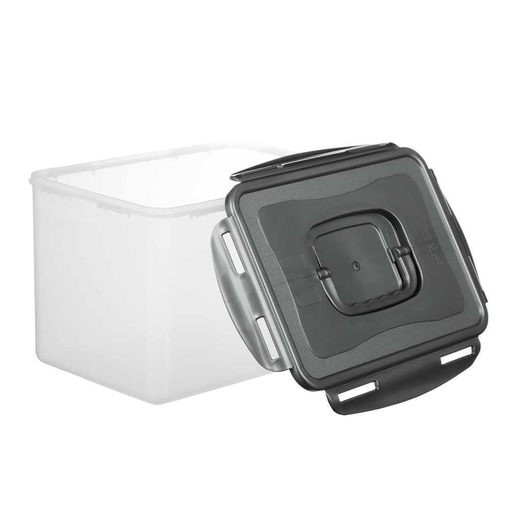 Контейнер герметичный с защелками с ручкой 4,5л, серая крышка, пластик, арт.№ 861-487